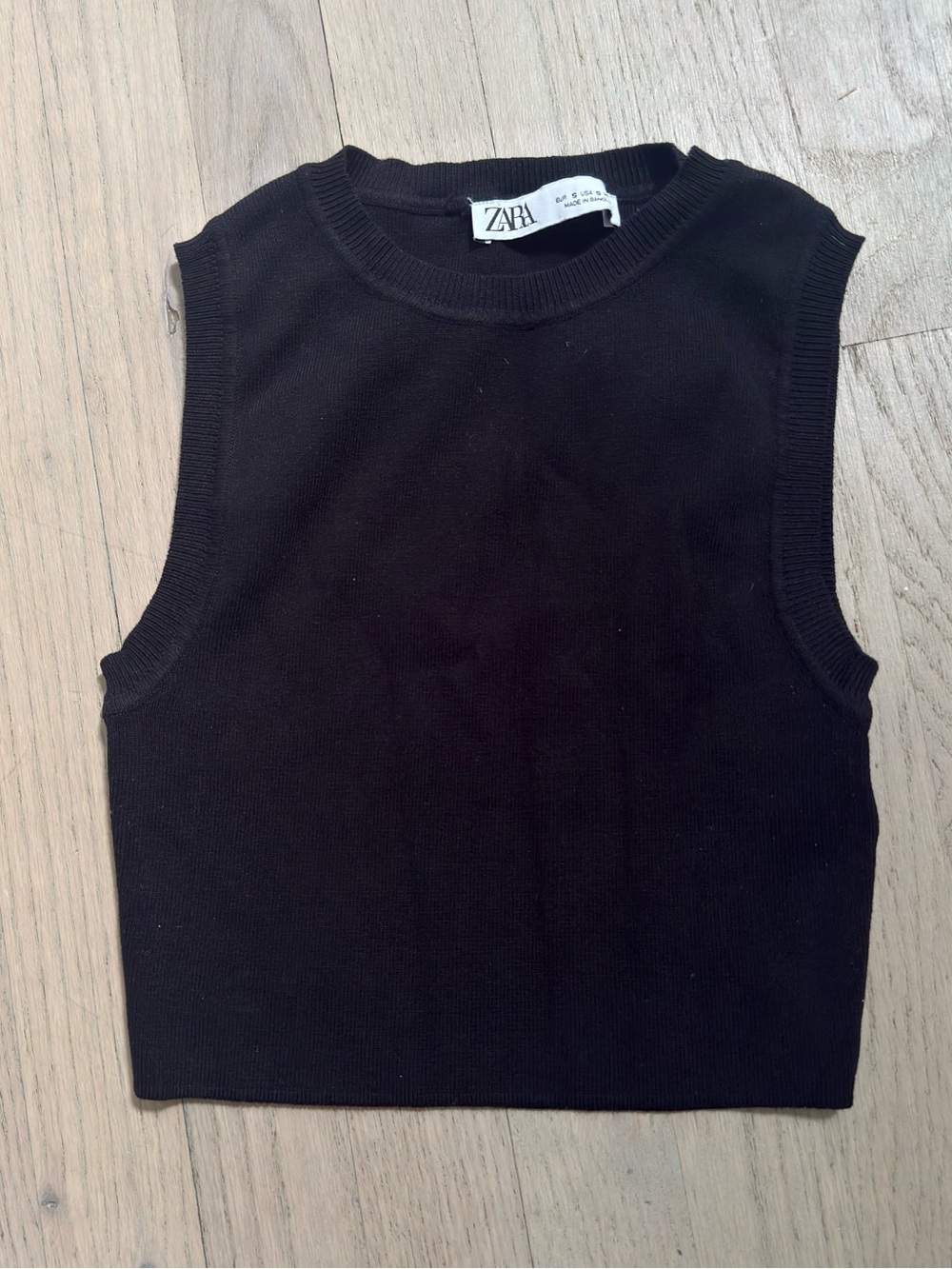 Zara Black Knit Sleeveless Crop Top Small